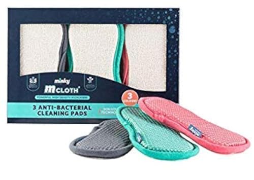 GOBOT 2 x M Cloth '3 Pack' - Anti-bacterial Cleaning Pad - Grey, Pink, Green