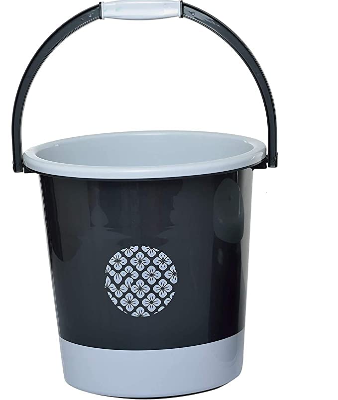 Liza Falcon Plastic Deluxe Bathroom Bucket Set with Matching Mug | Set of 2 Durable Plastic Bathroom Bucket & Mug | Heavy Duty Bathroom Accessories Set | Easy to Carry & Clean | Black