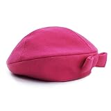 Keepersheep Baby Girls' Lovely Cute Beanie Hat, Baby Girls' Berets Hat with Bowknot (Fushia, 6-12 Mo