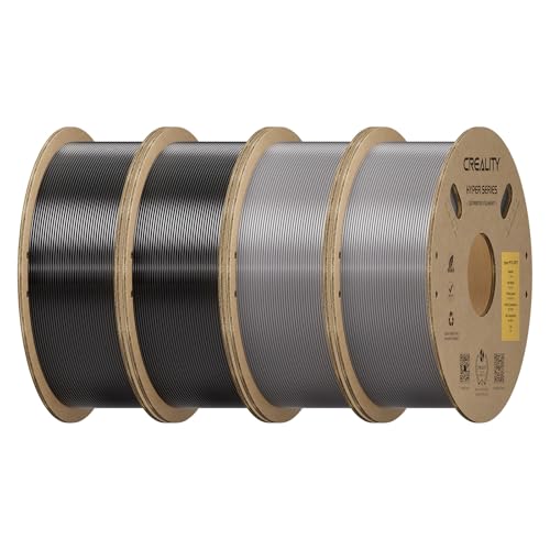 Image of Creality Hyper PETG Filament 1.75mm Bundle 4KG, High-Speed PETG for 30-600mm /s Printing, Low Stringing, Strong Layer Adhesion, + /- 0.03mm Accuracy,Fits for Most FDM 3D Printers(Black&Grey 4-Pack)