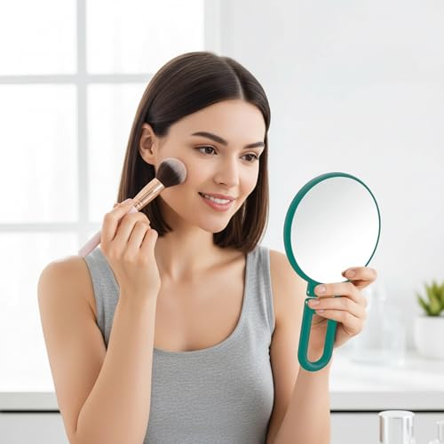 Espejo de aumento 50X verde de doble cara con mango ajustable de 360 grados 8