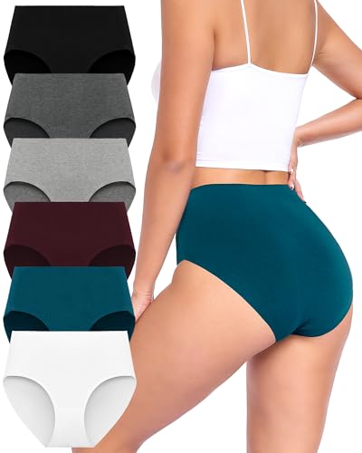Image of Xibing Seamless Cotton Underwear for Women No Show Briefs High Waist 6-pack | No rolling up and down, tag-free and breathable, Full coverage soft comfort for everyday wear