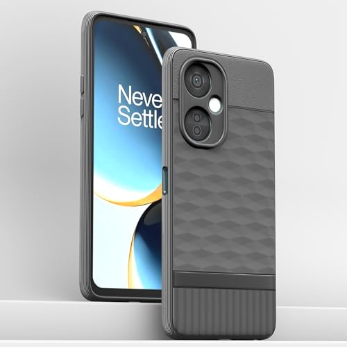 Image of Pikkme Back Cover for OnePlus Nord Ce 3 Lite 5G Camera Protection 3D Hexa Cube Design Silicone Protective Bumper Case (Grey)