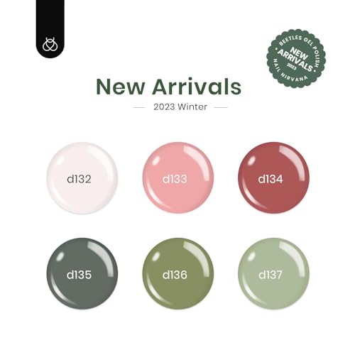 Image of Beetles Summer Gel Polish Set - 6 Colors Sage Olive Green Pink White Gel Polish Set Tranquil Grace Collection UV Nails Manicure Art Design