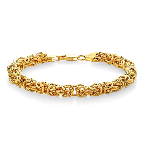 Gem Stone King 925 Sterling Silver 4MM Byzantine Weave Chain Bracelet For Women (6.5/7/7.5 Inch, with Lobster Clasp, Made in Italy)