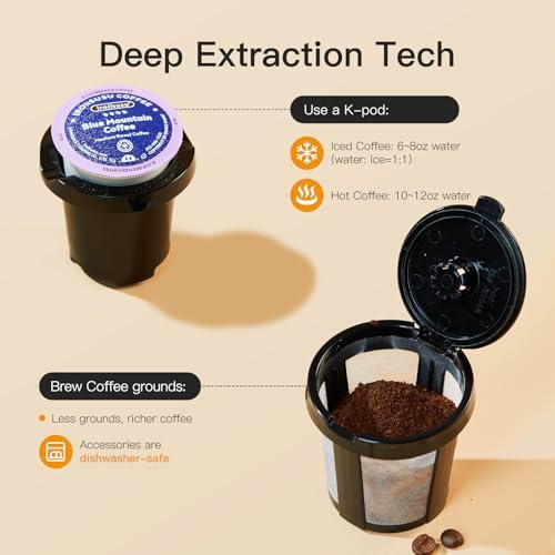 Tastyle Mini Single Serve Hot and Iced Coffee Maker for K Cup and Ground — view 6