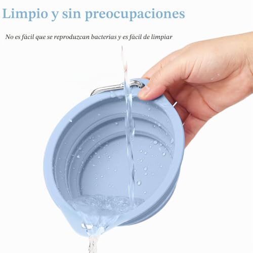 Miniatura 5 de 2 Cuencos De Viaje Plegables A Prueba De Fugas, Cuenco Plegable De Silicona Para Perros Y Mascotas Para Agua Y Comida Rosa, Azul