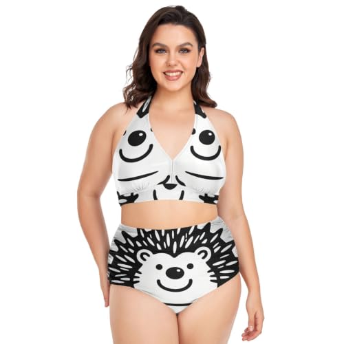 Ensemble de bikini pour femme grande taille réglable motif hérisson maillot de bain dos nu