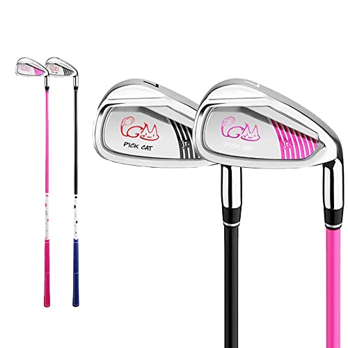 38 Degree Loft #7 Golf Club Iron With Carbon Shaft For Youth Beginners Right Handed Boys Girls Single Clubs Coach Teaching (Pink,Age 9-12)
