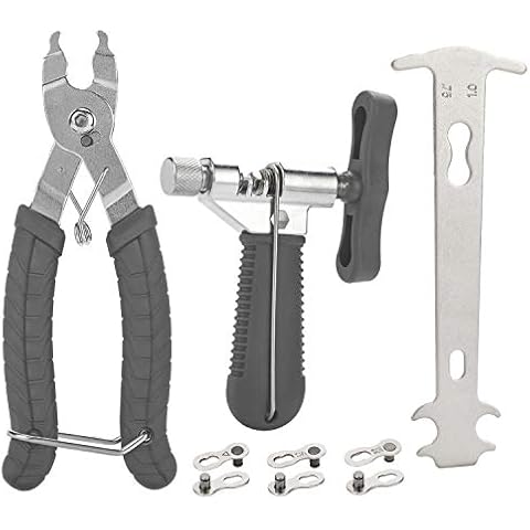 QKURT Bike Repair Chain Tool Set, Bike Chain Tool Chain Checker Bike Link Plier 3 Pairs Bicycle Missing Link for 7 8 9 10 Speed Chain Cover