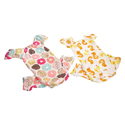 LIOOBO 2個 ペットパジャマ 小型犬の衣装 犬のもの 犬用ベッド かわいい犬のパーカー フレンチブルドッグの服 ソフトキャットボディスーツ ペットの寝間着 居心地の良い犬服 子犬 コットン