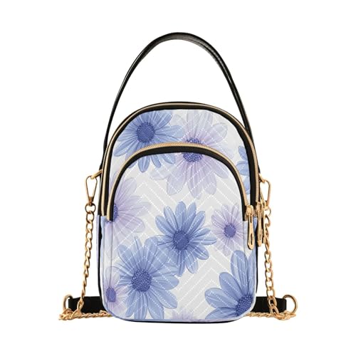 Blue Daisies Shoulder Bags for Women Retro Classic Handbag Purse Small Purses with Chain