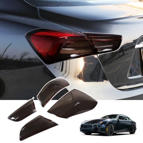 ABS Rear Tail Light Lens Taillight Kit Fit for Maserati Ghibli 2021-2025 Car Rear Lamp Shade Brake Indicator Light Reversing Lamp Blackened Tail Lamp Cover Accessories