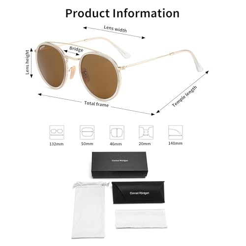 Retro Round Sunglasses for Women Men Double Bridge UV400 Protection3