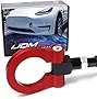 iJDMTOY Red Track Racing Style Front Bumper Tow Hook Ring Compatible with Tesla 2017-up Model 3, 2020-up Model Y, Made of Light Weight CNC Aluminum