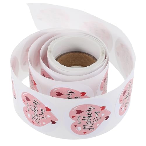 COHEALI Pegatinas Adhesivas Día Madre 100 Unidades por Rollo Diseño de Globos, Decorativas para Regalos, Sobres y Scrapbooking, Suministros para Manualidades y Fiestas