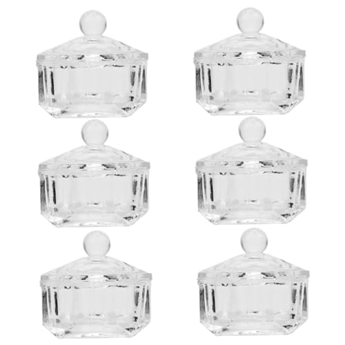 NOLITOY 6 Piezas De Arte De Uñas Taza De Cristal Líquido Kits De Uñas Brillo Para Uñas Arte Taza De Uñas Plato Pegatinas Contenedor Titular Esmalte De Uñas Tarro Tazón Herramientas De