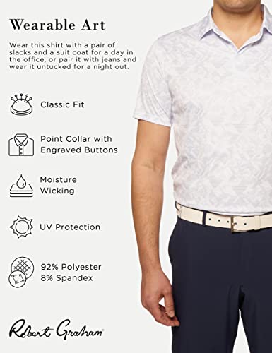 Robert Graham Men's Hydrus Knit Polo Shirt, White, Medium #TOP1