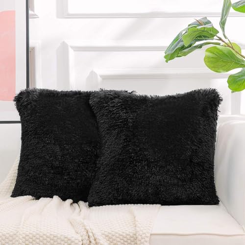 Image of Faux Fur Throw Pillow Covers for Couch Decorative Pillows 24x24 Inch