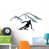 Wallmonkeys Skier Silhouette Mountains Wall Decal Peel and Stick Graphic (36 in W x 20 in H) WM367419