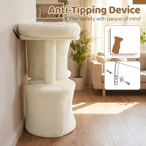 Torre para gatos DORTALA beige 26 pulgadas con 2 refugios miniatura 6