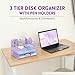 SUPEASY 3 Tier Desk Organizer with Handle & 3 Pen Holders, Mesh Paper/File Organizer for Desk, Paper Letter Tray Organizer for Office Supplies (Light Purple)