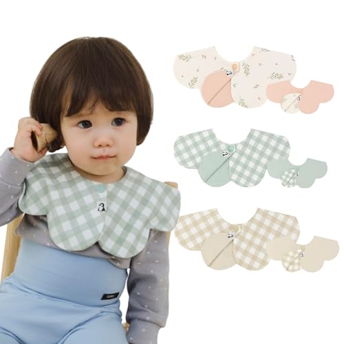 [Konny] Rj[xr[X^C Zbg Baby Bib 360°[O 悾ꂩ zE Vv ̎q j̎q xr[R[f oYj  v[g 3-h(Creamy Gingham, Sage Gingham, Or