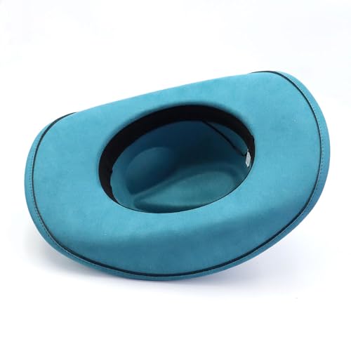 Image of Western Cowboy Hat for Women Men Wide Brim Cowboy Hat for Women with Woven Buckle Belt Suede Classic Fedora Hats