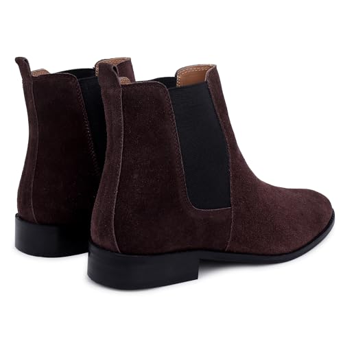 Image of LOZANO Suede Leather Chelsea Boots for Men | High Ankle Boots, Soft Cushioned Insole, Slip-Resistance, Arch Support & Shock Absorption
