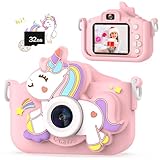 Kids Camera for Girls, HD Selfie Toddler Camera, Christmas Birthday Toys for Girls Age 3-12 Years, Kid Digital Camera with 32GB Card, Cute Princess Toys Gifts for Kids 3 4 5 6 7 8 Years Old(Pink)