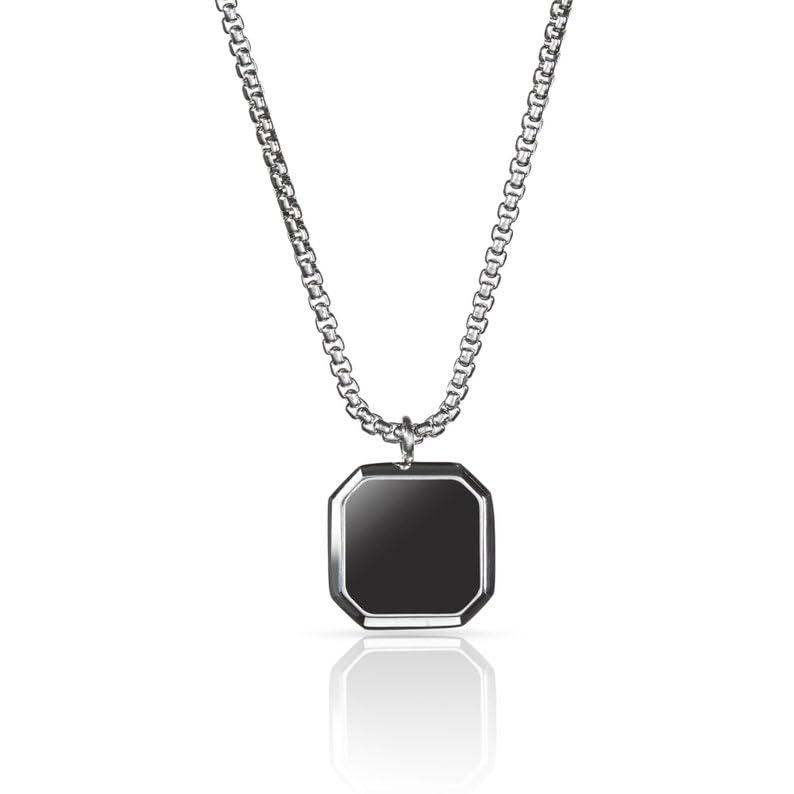 BEAUTIVIA Mens Jewellery BlackSquare Chain For Men Boys Geometric Stainless Steel Black Locket Pendant Necklace Chain For Men Boys For Husband Gift Chains (B0CR7PMPQ9) Amazon Price History, Amazon Price Tracker