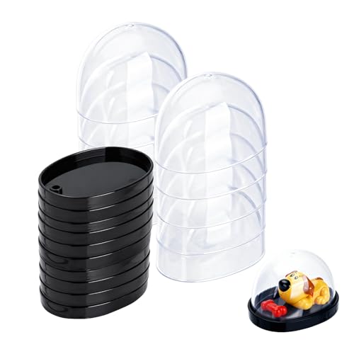 10 Pack Desk Pet Containers Individual Desk Pet Domes Clear Plastic Small Storage Box with Secure Snap Lid Protect Pets from Dust and Water Ideal Accessories for Most Desktop Pets