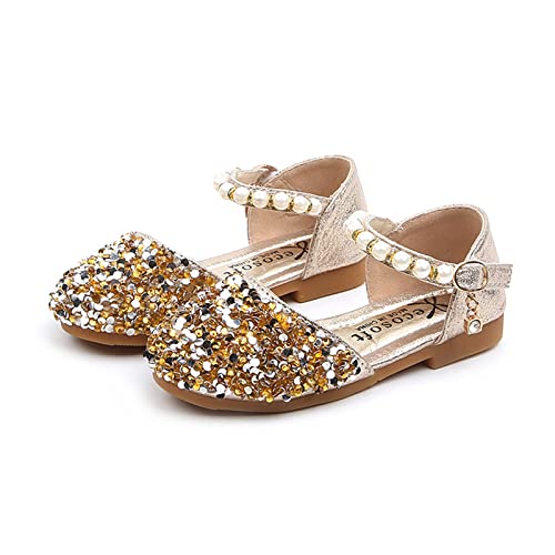 EnJoCho Kids Shoes 1-11Years Little Girl Dress Pumps Glitter Sequins Princess Low Heels Party Dance Shoes Rhinestone Sandals3