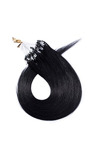 Micro Link Hair Extensions 24 inch 50g 100 Strands #01 Dark Black