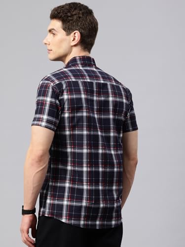 Image of Majestic Man Slim Fit Short Sleeve Checked Pure Cotton Casual Shirt