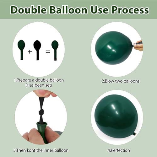 Image of Zesliwy Emerald Green White Gold Balloons Arch Kit,Double Stuffed Dark Green Sage Olive Green Sand White Beige Chrome Gold Confetti Balloon for Birthday Graduation Wedding jungle Safari Party Decor
