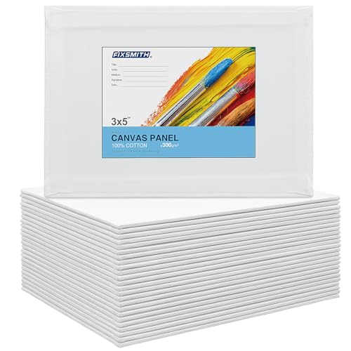 Image of FIXSMITH Canvas Boards for Painting 3x5 Inch, Super Value 24 Pack Mini Canvases, White Blank Canvas Panels, 100% Cotton Primed, Painting Art Supplies
