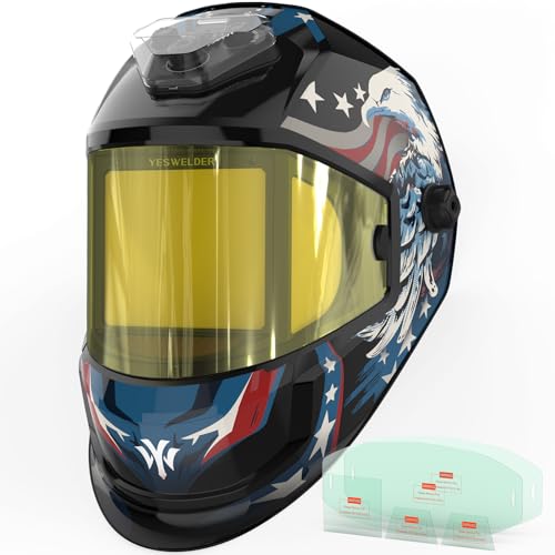 Image of YESWELDER Panoramic Auto Darkening Welding Helmet with 6 Arc Sensors, Blue Light Blocking, 1/1/1/1 True Color Large View with Side Lens(DIN5, Auto Dimming), Type-C Charging, Wide Shade for TIG MIG ARC