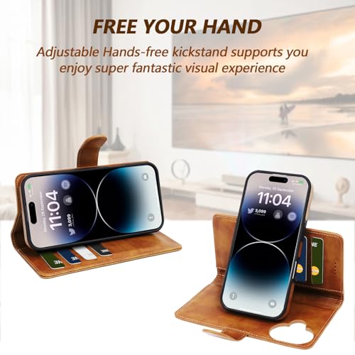 KSELF 2 in 1 PU Leather for iPhone 15 Case, Detachable Wallet Case with Card Holder, Removable Flip Folio Cover with RFID Blocking, Stand Shockproof Phone Cover（Compatible with MagSafe） Brown by KSELF - Used condition - Image 8