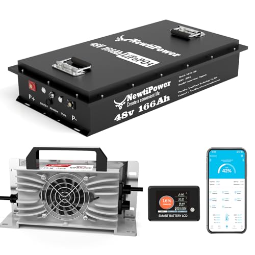 Image of 48V 166Ah Golf Cart Lithium LiFePO4 Battery with Charger and 200A BMS Grade A Cells Deep Cycle Rechargeable Battery,10000+ Cycles,Perfect for Golf Cart,Off Grid Applications (48V 166Ah-GC-Chr)