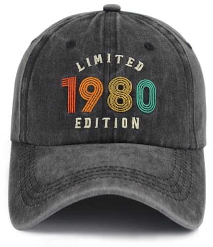 Image of 45th Birthday Decorations for Women Men, 45th Birthday Gifts for Dad Mom, Limited 1980 Edition Baseball Cap, 45 Year Old Birthday Party Supplies Hat Black