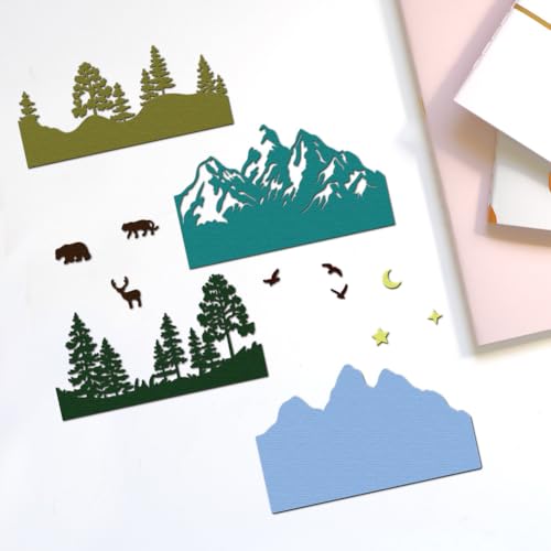 DELORIGIN Realistic Forest Carbon Steel Overlay Landscape Cutting Dies Frame Stencils Scrapbooking Embossing Template Dies for Festivals Craft Birthday Gift Decor