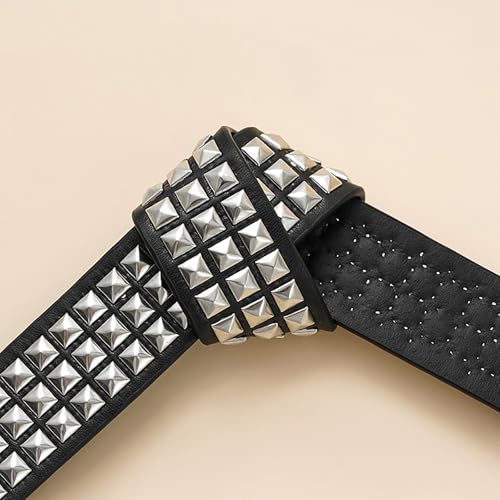 Black Studded Belt Silver Punk Metal Belt Pyramid Stud Belt Goth Belts Rivet Belt Rock Belts Mens Hip Hop Fashion Belt Cool Leather Belts4