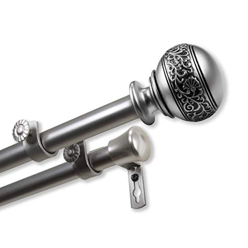 Rod Desyne 13/16" Nathan Corner Window Double Curtain Rod, 28-48 Inch, Satin Nickel #TOP4