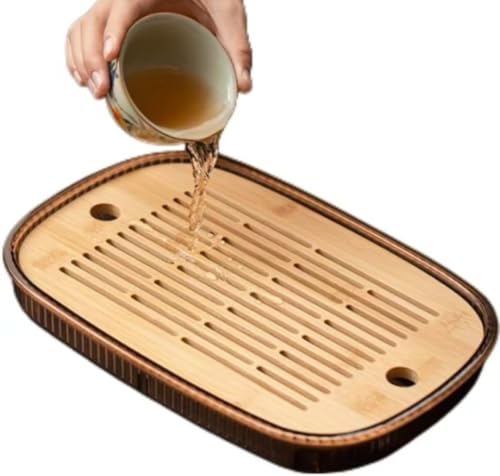 KryZaro セラミック水切り茶托 竹茶器セット対応 中華茶道・和風茶卓用 複数デザイン選べ