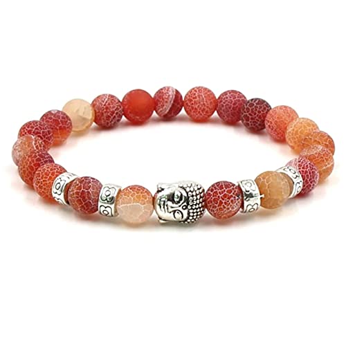 Bracelet pour femme avec perles en pierre de 8 mm et bracelet extensible de 19 cm style Bouddha