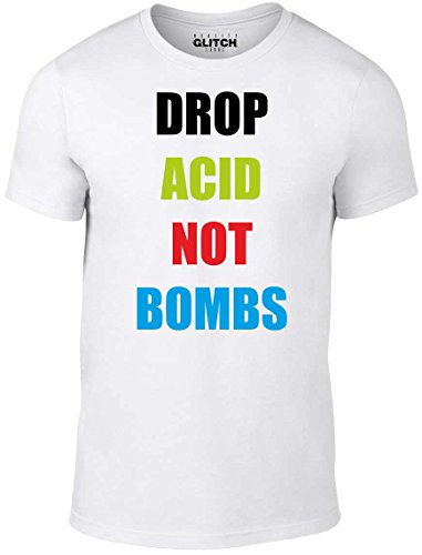 Reality Glitch Men's Drop Acid Not Bombs T-Shirt White