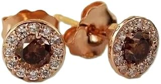 1.2 Ct Chocolate Simulated Diamond Halo Small Stud Earring 14K Rose Gold Over