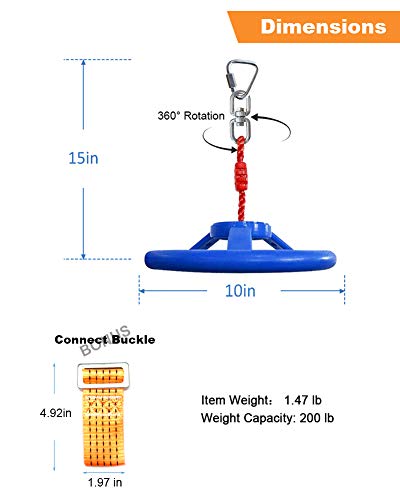 ROTAONY Ninja Wheel Obstacle for Kids, Ninja Line Attachments, 360° Spinning Swing Wheel for Kids, Monkey Wheel Jungle Gym for Playground Backpyard Training - Thumbnail 2