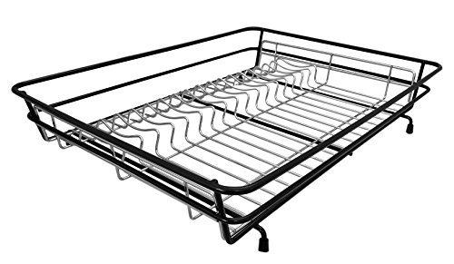 Delfinware Dish Drainer, Metal, Black/Chrome, 48.5 x 37.5 x 10.5 cm